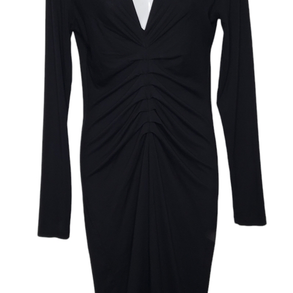 Birgitte Herskind Anna Dress Bodycon Black Long Sleeve V Neck Size Large - Picture 7 of 16